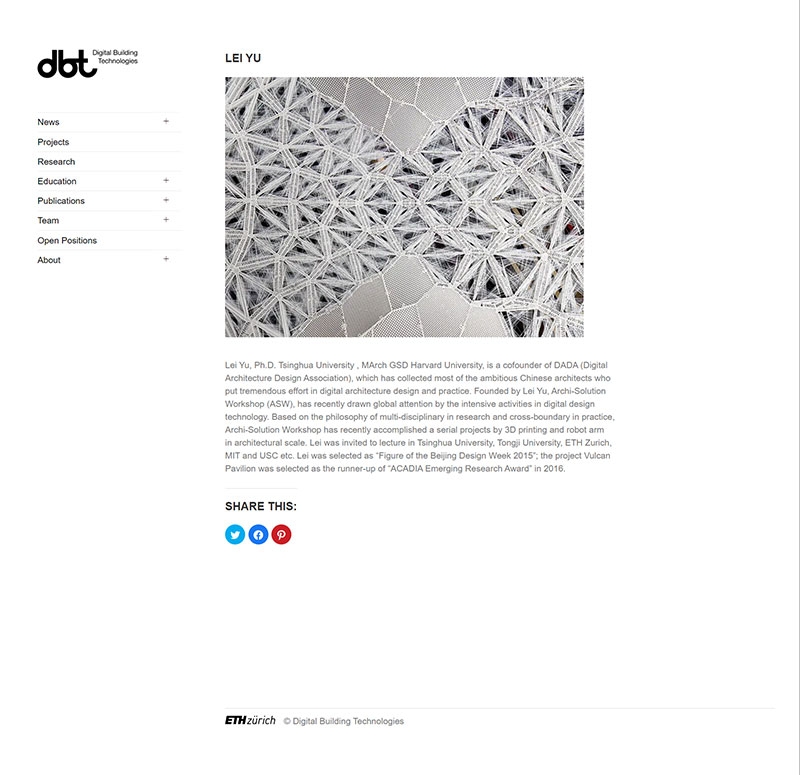 Post on the website of ETH Zurich