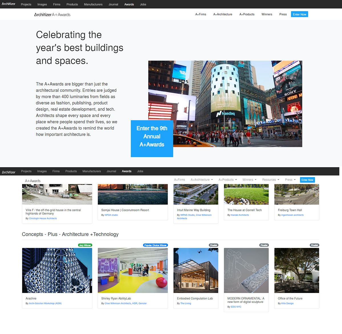 Website of Architizer 2018