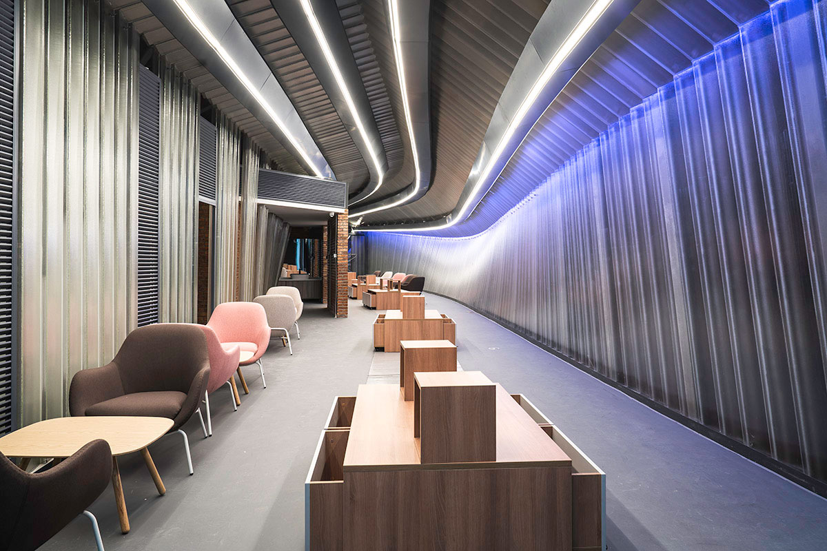 Interior view at night