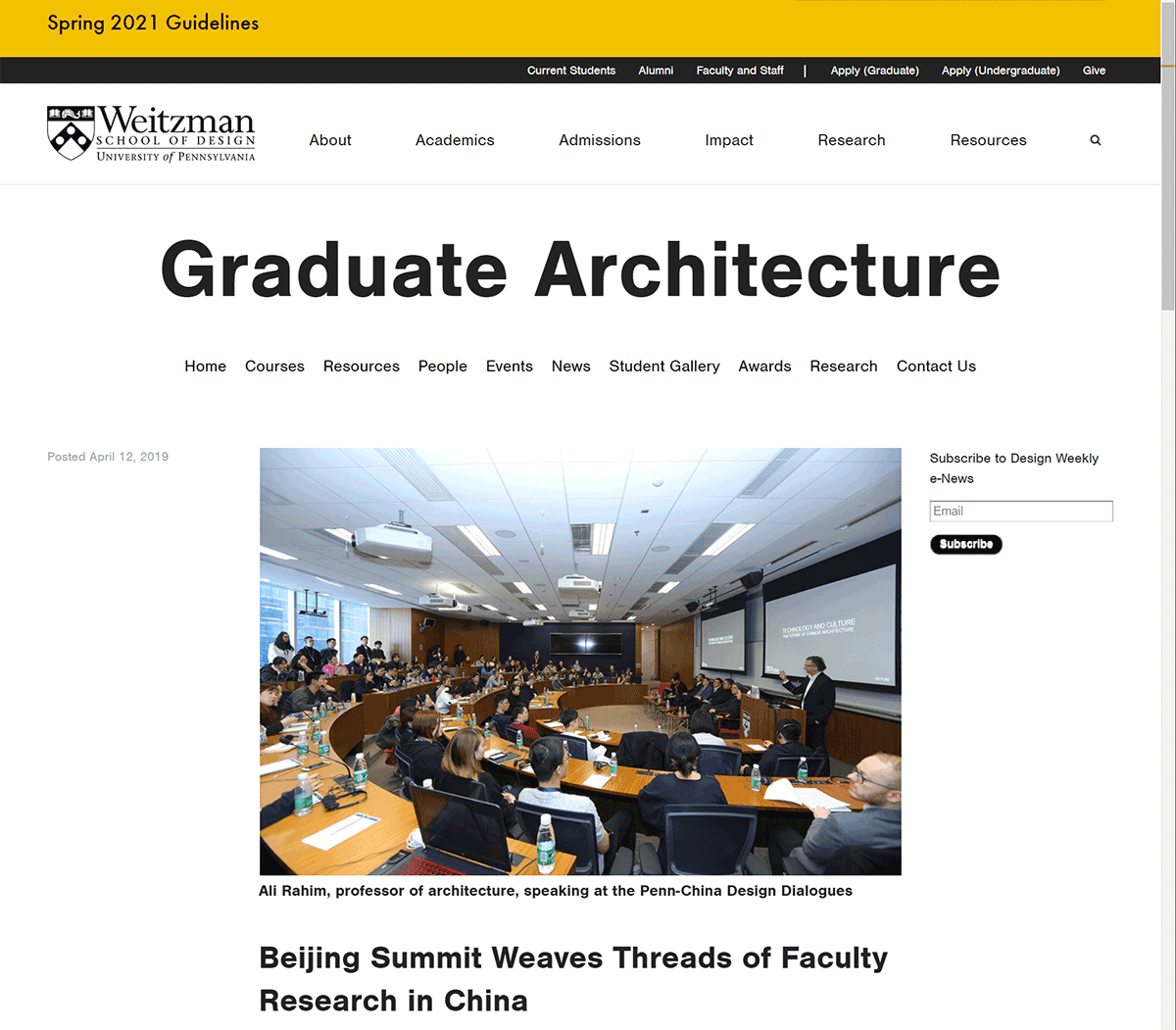 Webpage of the summit introduction